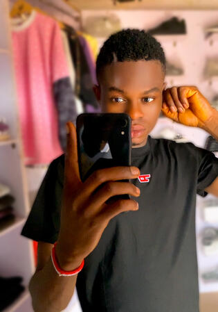 A portrait of a music artist representing his brand and style.
